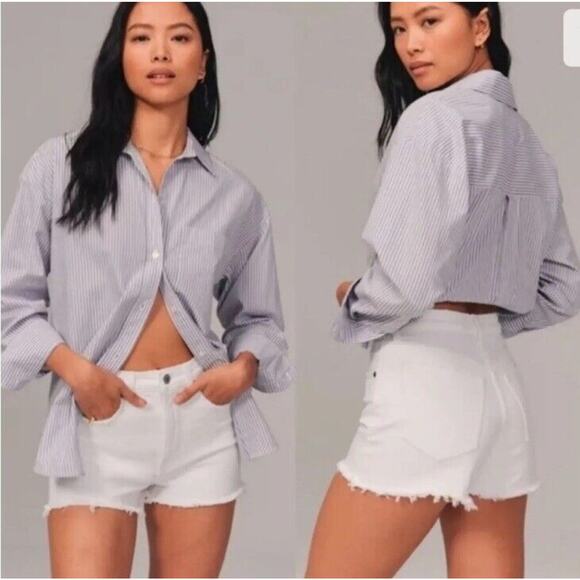 Abercrombie & Fitch Pants - ABERCROMBIE & FITCH The 4” High Rise Short •Women 30/10•White Cut Off Button Fly
